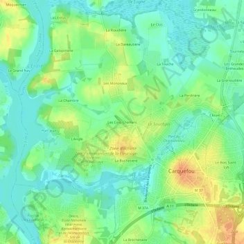 Les Cinq Chemins topographic map, elevation, terrain