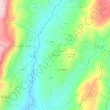 Fuinhas topographic map, elevation, terrain