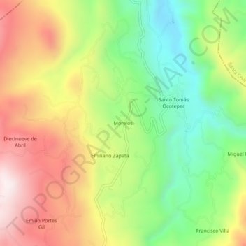 Morelos topographic map, elevation, terrain