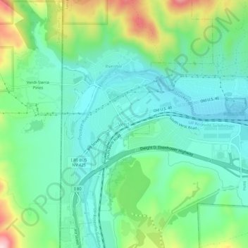 Verdi topographic map, elevation, terrain