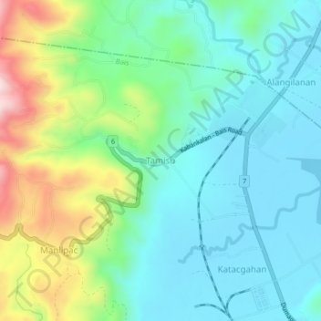 Tamisu topographic map, elevation, terrain
