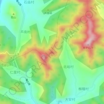 云台山 topographic map, elevation, terrain