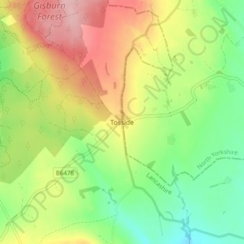 Tosside topographic map, elevation, terrain