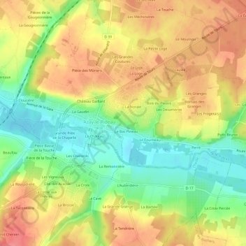 Pineau topographic map, elevation, terrain