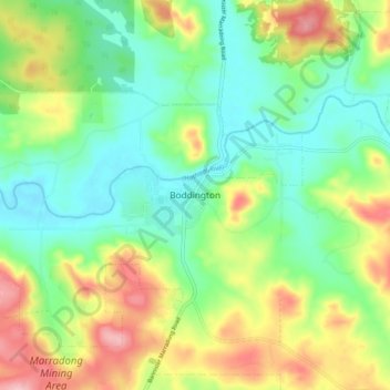Boddington topographic map, elevation, terrain