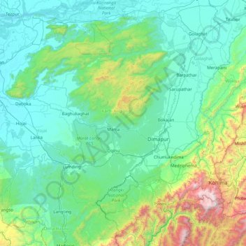 Karbi Anglong topographic map, elevation, terrain