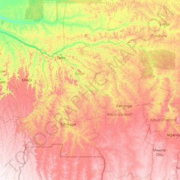 Kasai topographic map, elevation, terrain