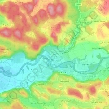 Laimnau topographic map, elevation, terrain