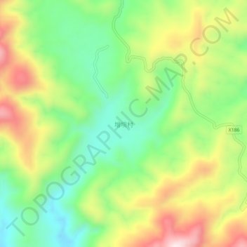 增坝村 topographic map, elevation, terrain