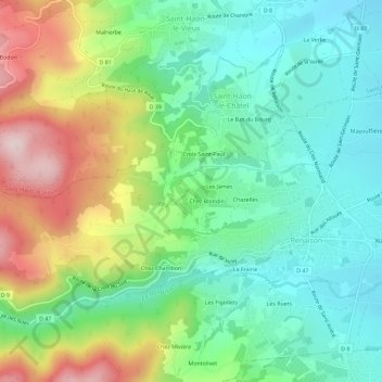 Étinaude topographic map, elevation, terrain