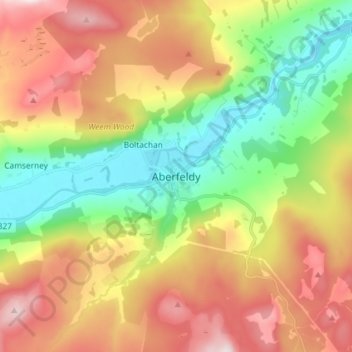 Aberfeldy topographic map, elevation, terrain