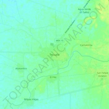 Tecuala topographic map, elevation, terrain