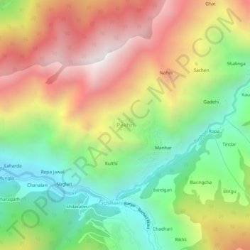 Pekhri topographic map, elevation, terrain