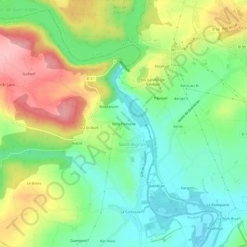 Belle Fontaine topographic map, elevation, terrain