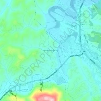 Henderson Springs topographic map, elevation, terrain