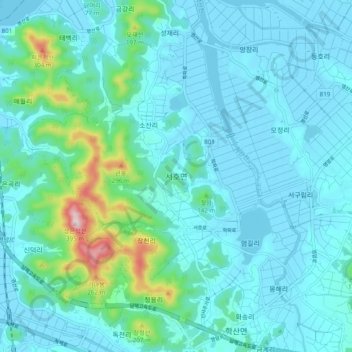 Seoho-myeon topographic map, elevation, terrain