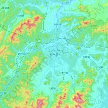 新兴县 topographic map, elevation, terrain