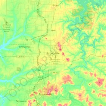 Springdale topographic map, elevation, terrain