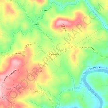 Carsonville topographic map, elevation, terrain