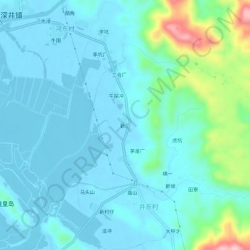 新厂 topographic map, elevation, terrain