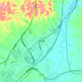 吴圩镇 topographic map, elevation, terrain