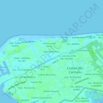 Colonia Morelos topographic map, elevation, terrain