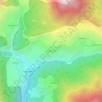 Bhankoli topographic map, elevation, terrain