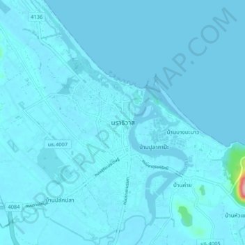 Narathiwat topographic map, elevation, terrain
