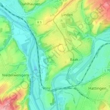 Baaker Berg topographic map, elevation, terrain