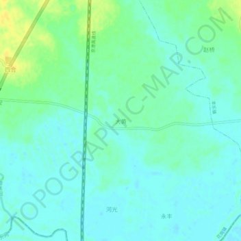 大黄 topographic map, elevation, terrain