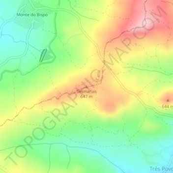 Sesmarias topographic map, elevation, terrain