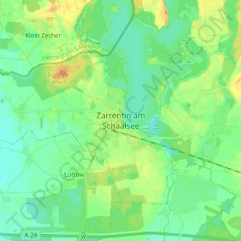 Zarrentin am Schaalsee topographic map, elevation, terrain