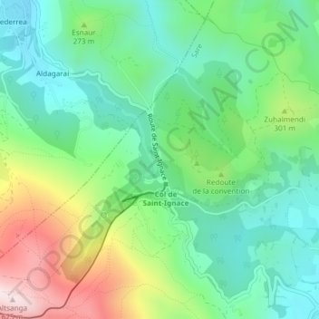 Col de Saint-Ignace topographic map, elevation, terrain