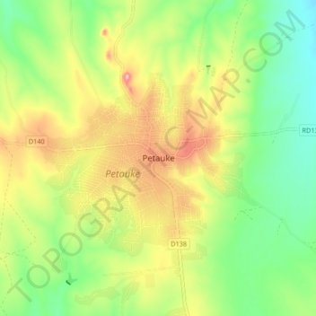 Petauke topographic map, elevation, terrain