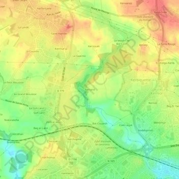 Bernard topographic map, elevation, terrain