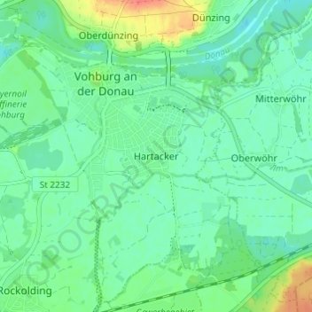 Hartacker topographic map, elevation, terrain