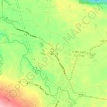 Abang topographic map, elevation, terrain