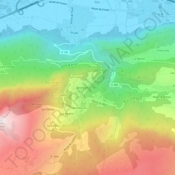 Bourgeal Dessous topographic map, elevation, terrain