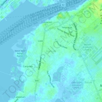 Gun-ob topographic map, elevation, terrain