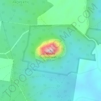 Mount Beerwah topographic map, elevation, terrain