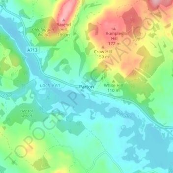 Parton topographic map, elevation, terrain