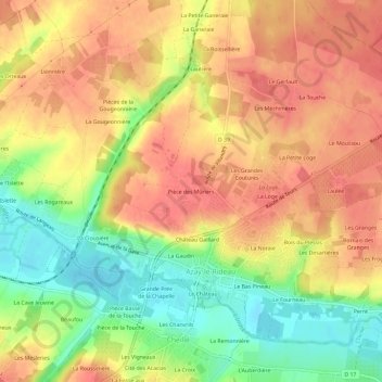 Pièce des Mûriers topographic map, elevation, terrain