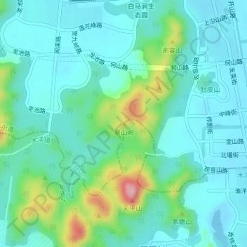 寒山岭 topographic map, elevation, terrain