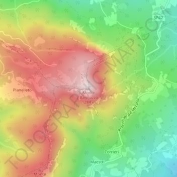 Monte Barigazzo topographic map, elevation, terrain