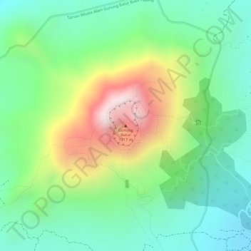 Mount Batur topographic map, elevation, terrain