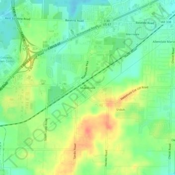 Mabelvale topographic map, elevation, terrain
