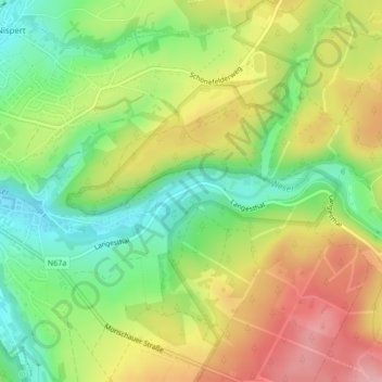 Langesthal topographic map, elevation, terrain