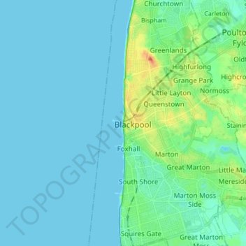 Blackpool topographic map, elevation, terrain