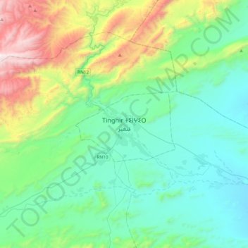 Tinghir topographic map, elevation, terrain