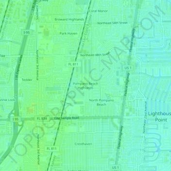 Pompano Beach Highlands topographic map, elevation, terrain